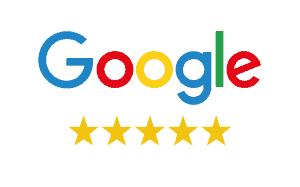 Google logo and stars indicating top review from customer